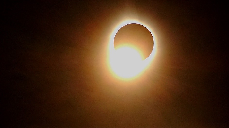 Near totality, also known as the "diamond ring," as seen from Newcomb, New York.