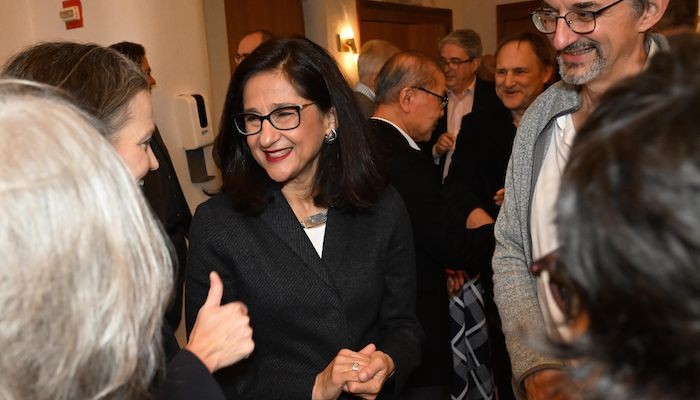 Minouche Shafik at Columbia University Medical Center with Dr. Katrina Armstrong