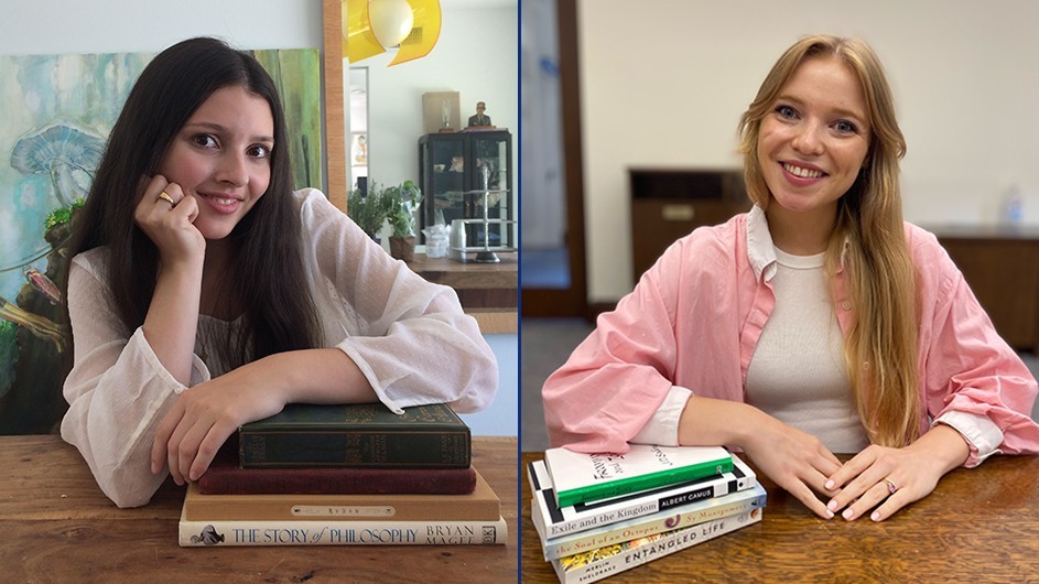 Ava Robles (left) and Lucie Schwartz (right) graduate students in the art history department, curated an exhibition of drawings from the Lola Szladits Archive in Art Properties. Ava Robles and Lucie Schwartz, Columbia University students