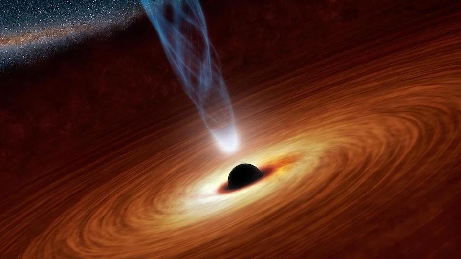 This artist concept illustrates a supermassive black hole with millions to billions times the mass of our sun. Supermassive black holes are enormously dense objects buried at the hearts of galaxies. (NASA/JPL-Caltech) This artist concept illustrates a supermassive black hole with millions to billions times the mass of our sun. Supermassive black holes are enormously dense objects buried at the hearts of galaxies.