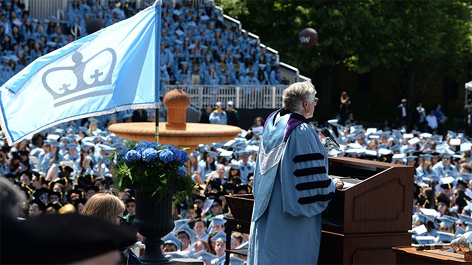 President Bollinger addresses the Commencement crowd.