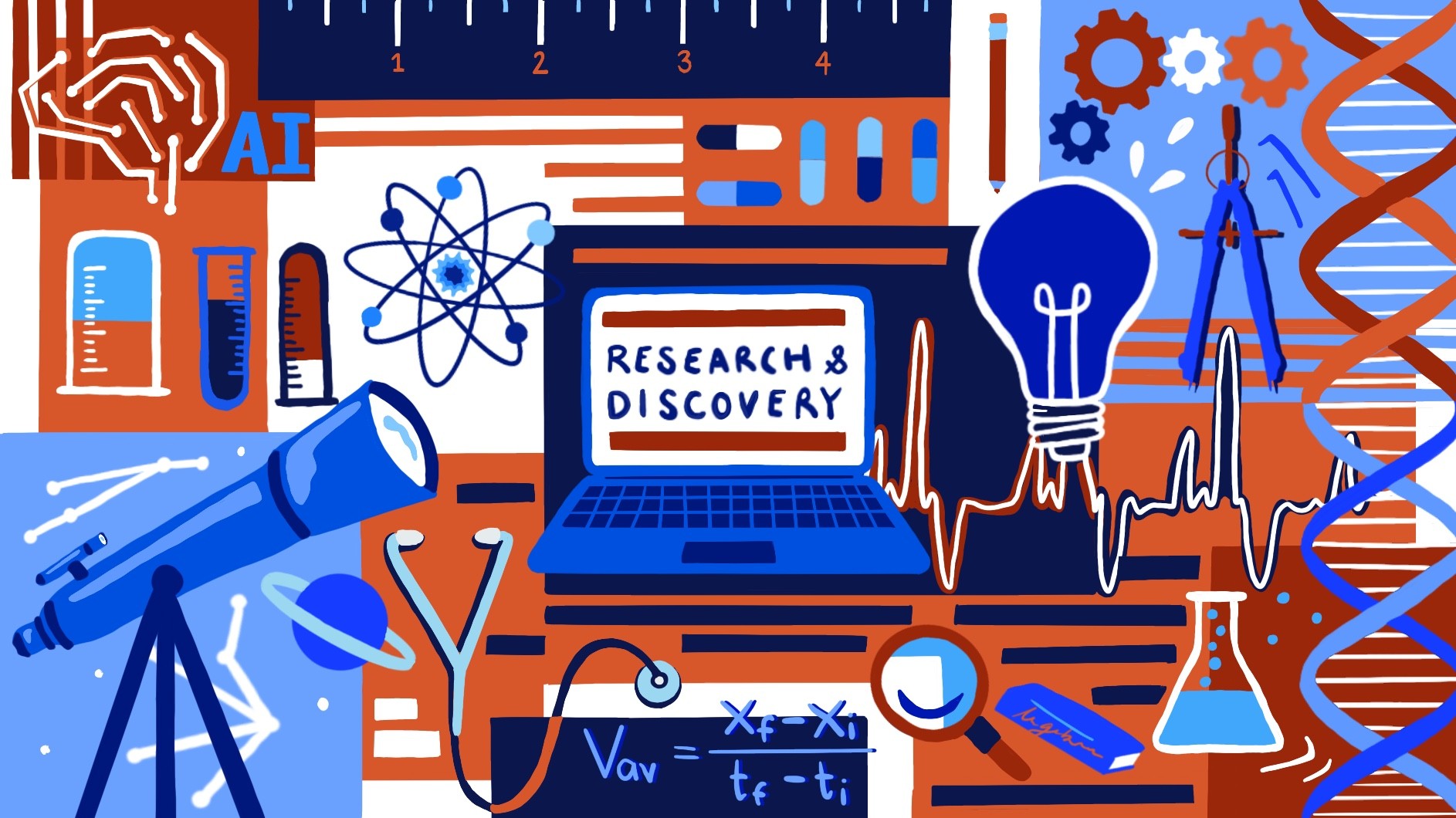 Research and Discovery themed graphic illustration.