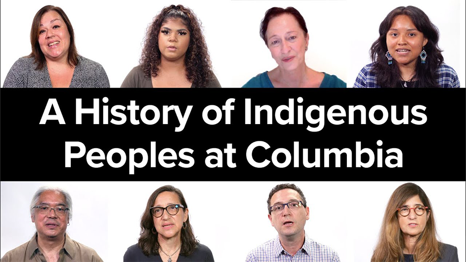 A collage of eight different people commenting on indigenous history.