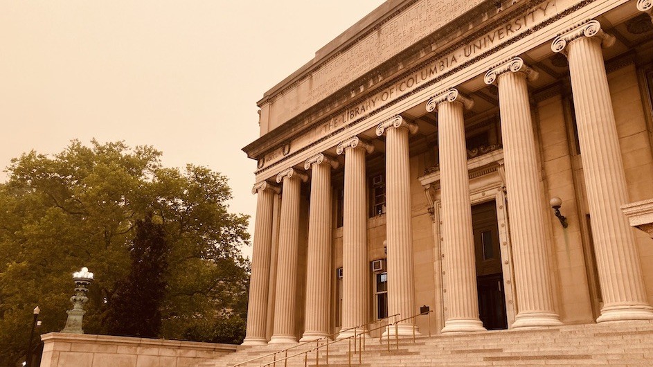 Low Memorial Library, Columbia University, covered in an orange haze, June 7, 2023. Low Memorial Library, Columbia University