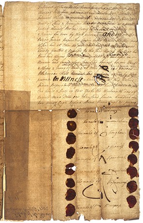 A 1702 land deed showing Native American signatures, Philipse-Gouverneur Papers, Rare Book and Manuscript Library, Columbia University. 1702 land deed showing Native American signatures, Philipse-Gouverneur Papers, Rare Book and Manuscript Library, Columbia University.