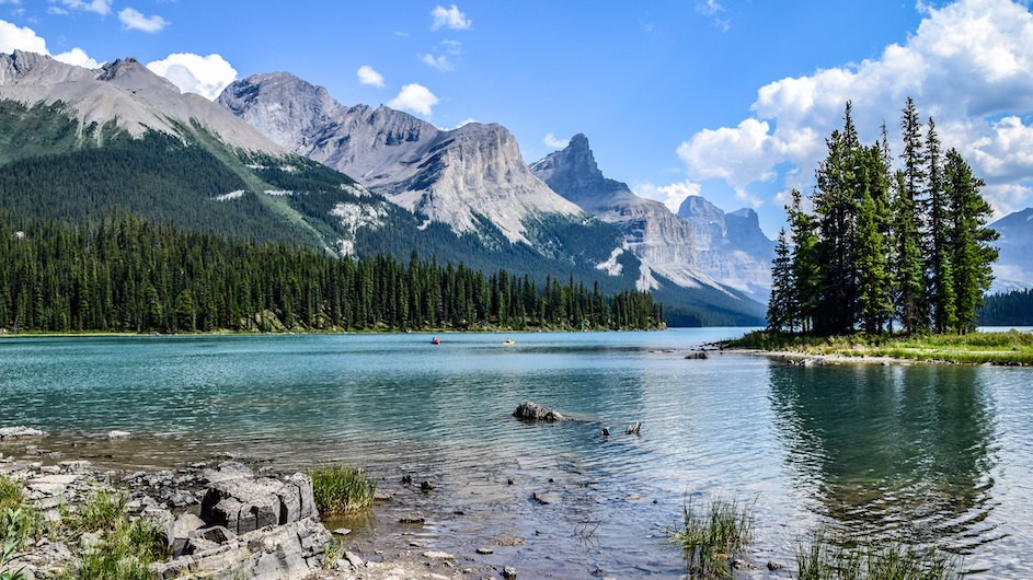 Spirit Island in Maligne Lake, Jasper National Park, Canada.