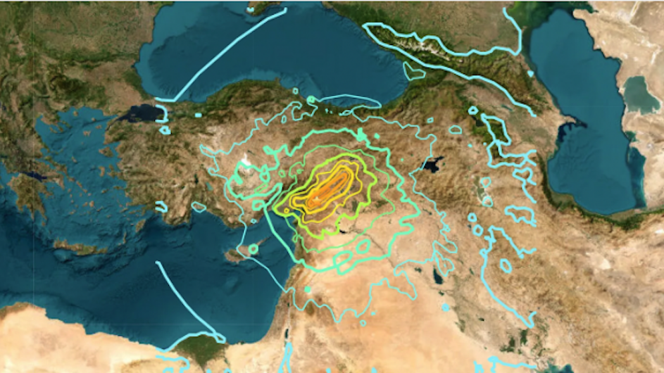 A map of the area affected by the earthquake.