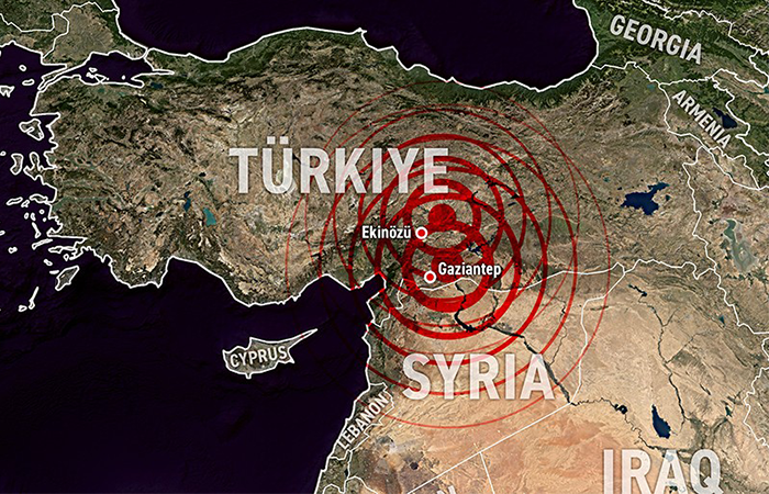 A map of the earthquakes in southern Turkey and northern Syria.