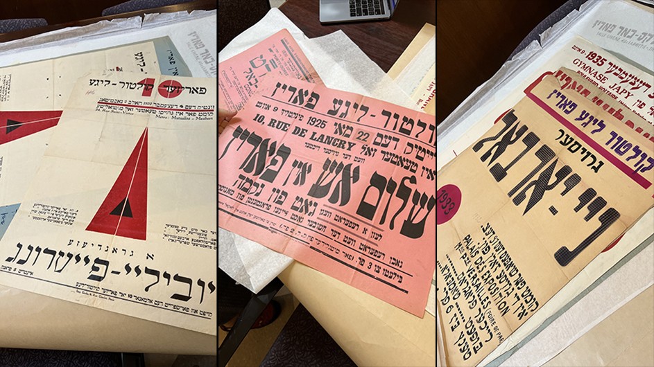 Posters from the Kultur-Lige announcing cultural celebrations and literary events in Paris, 1925-1933; Zosa Szajkowski Archive, Rare Book and Manuscript Library, Columbia University. Zosa Szajkowski Archive Papers, Rare Book & Manuscript Library, Columbia University
