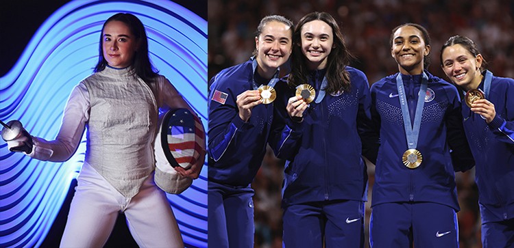 Photos: Getty Images. Jackie Dubrovich and her medal team