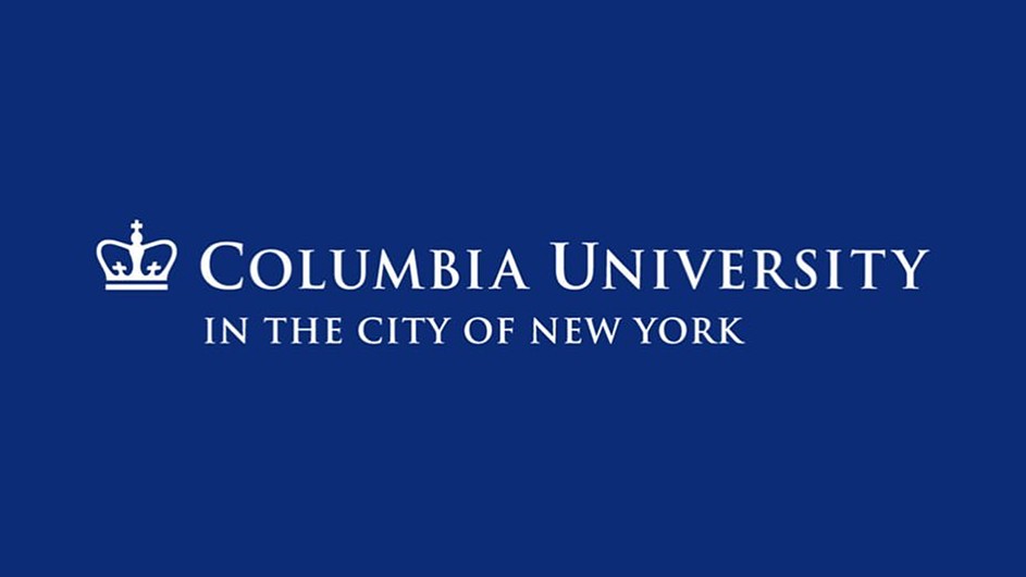 Columbia University logo on blue background with Columbia University in the City of New York spelled out