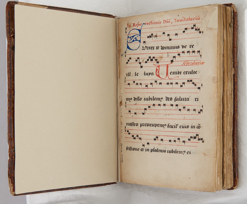The antiphonary after being treated by Columbia conservators. The antiphonary after being treated by Columbia conservators.