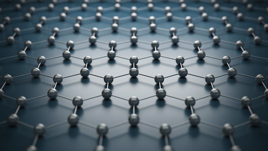 An illustration of the atomic structure of graphene, a form of ultra-strong 2D carbon.