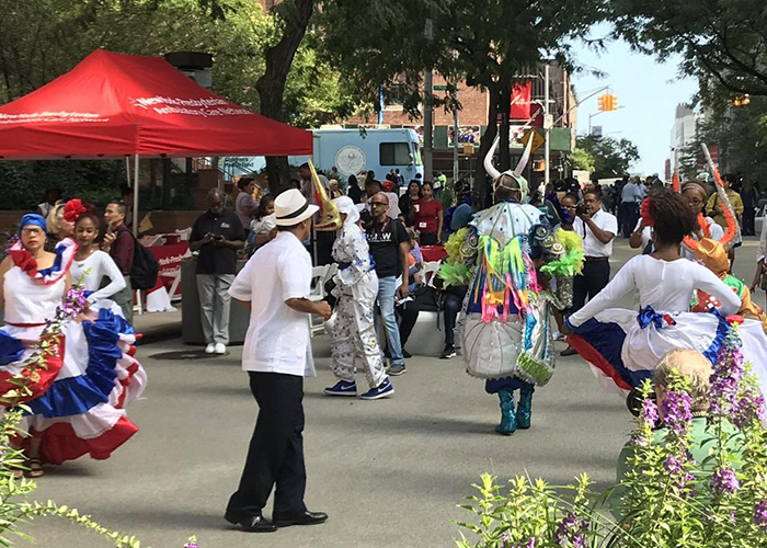 A gathering on Haven Plaza. Courtesy CUIMC Office of Government and Community Affairs. Haven Plaza festival