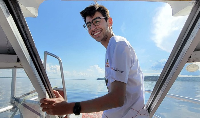 Pablo Torres Rey on a Columbia University trip in the Brazilian Amazon. Columbia University student Pablo Torres Rey