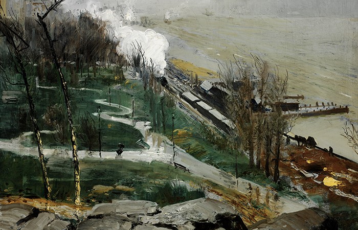 George Wesley Bellows, Rain on the River, 1908. Oil on canvas. Courtesy of the RISD Museum, Providence, RI. George Wesley Bellows, Rain on the River, 1908. Oil on canvas. Courtesy of the RISD Museum, Providence, RI.