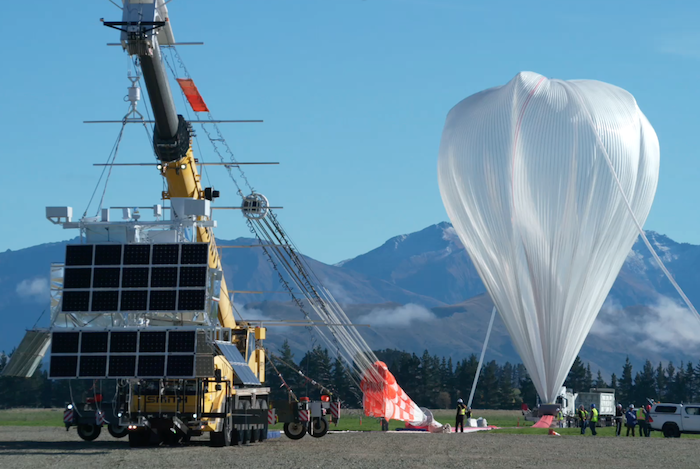 Olinto's work at the Pierre Auger Observatory led her to explore the development of new technologies to use NASA super-pressure balloons to study astroparticles. Photo Courtesy of: NASA. A NASA super-pressure balloon before launch.