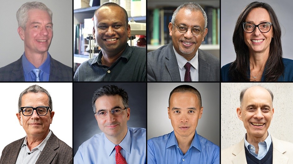 Clockwise from top left: Scott Banta, Uttiya Basu, Kiros Berhane, Sabrina Diano, Daniel Wolf Savin, Jason Nieh, Robert Klitzman, and Jean Gautier