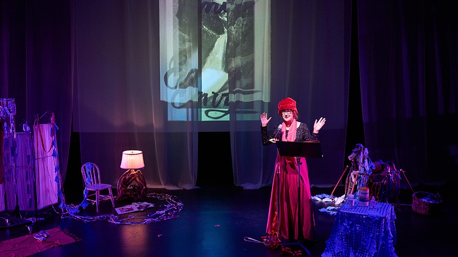 Artist Karen Finley on stage
