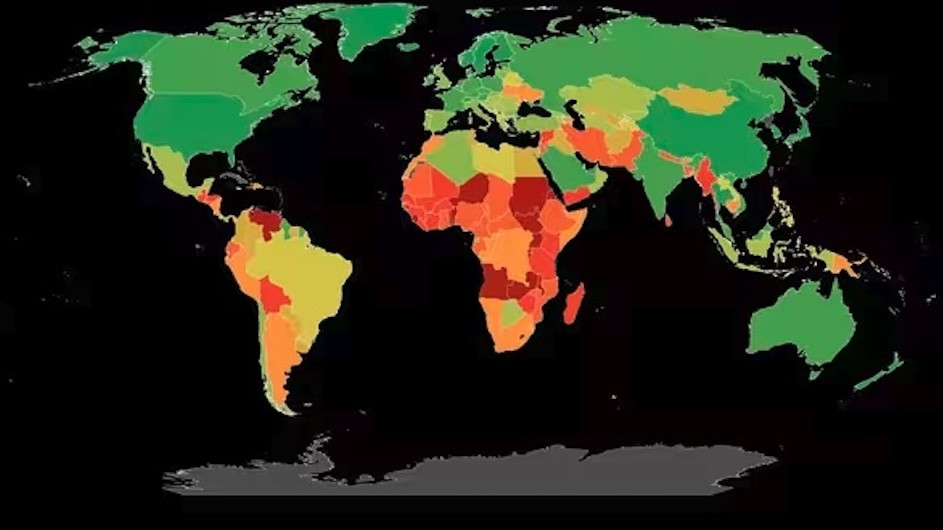 A map of the world that indicates each country's climate risk.