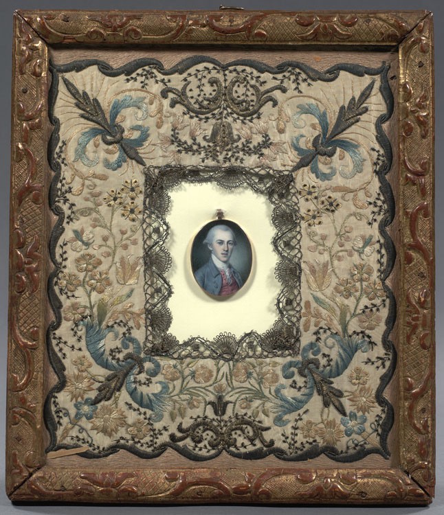 Charles Willson Peale (1741-1827). Portrait of Alexander Hamilton. Watercolor on ivory, (4.5 x 3.5 cm.), ca. 1780. Office of Art Properties A framed portrait of Alexander Hamilton