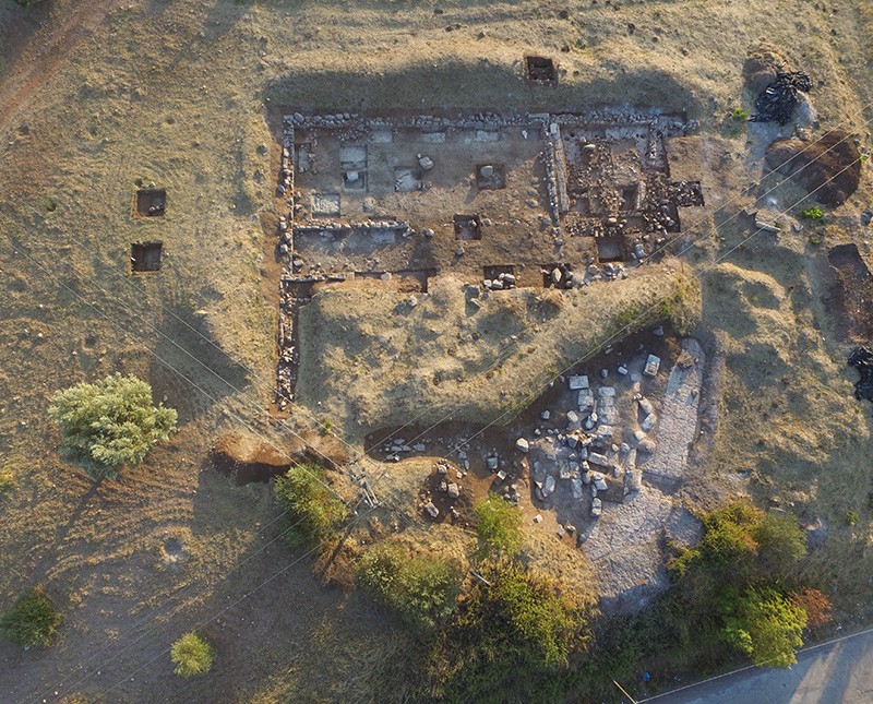Aerial photograph of Site A. Image Courtesy of © Onchestos Excavation Project Aerial view of ruins