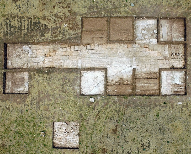 Aerial photograph of Site B. Image Courtesy of © Onchestos Excavation Project Aerial photograph of structure