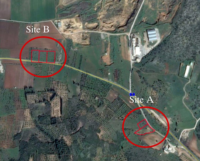 Excavation sites marked on a Google map. Image Courtesy of © Onchestos Excavation Project Map of two sites