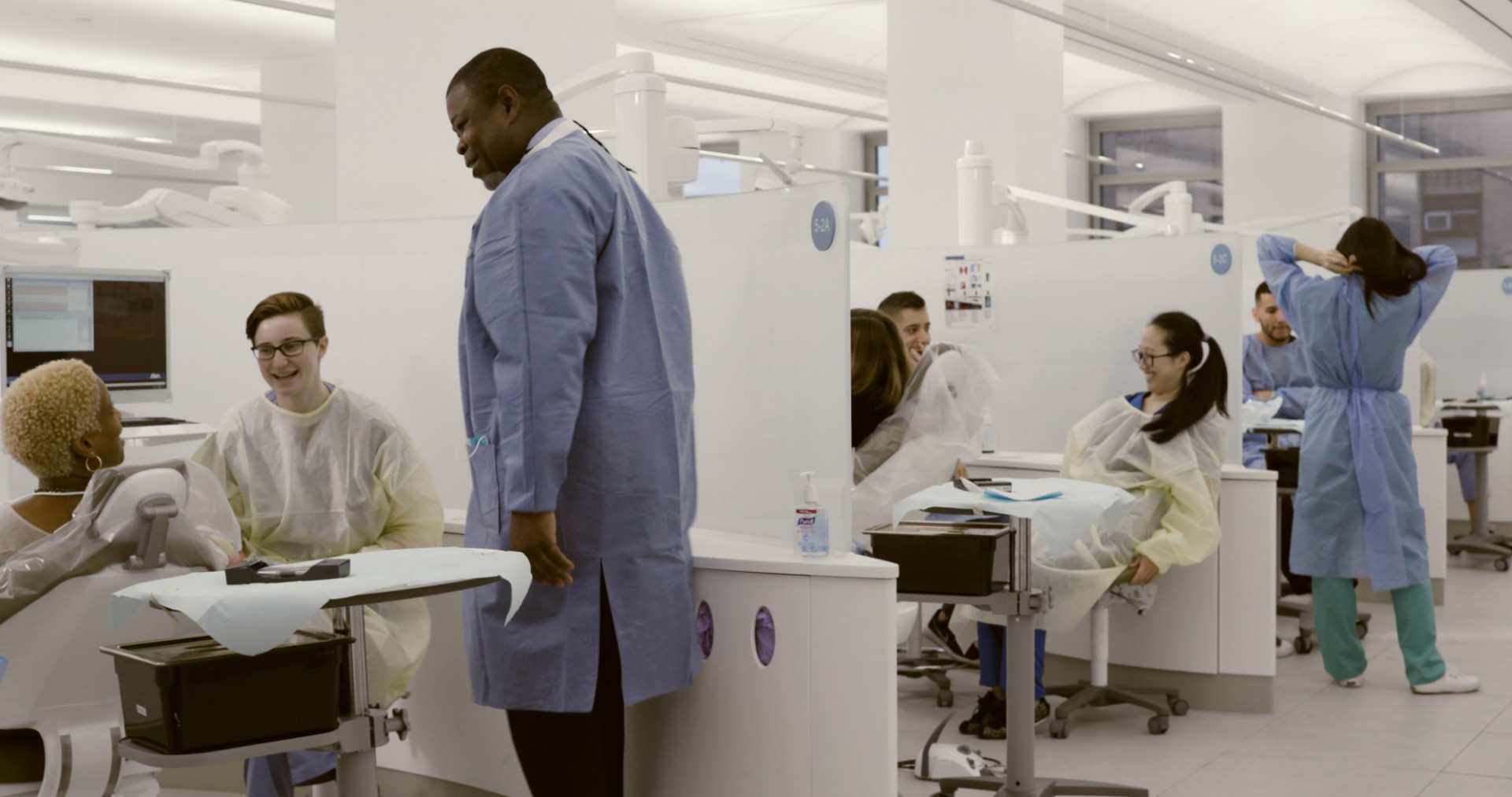 Wide view of several dentists