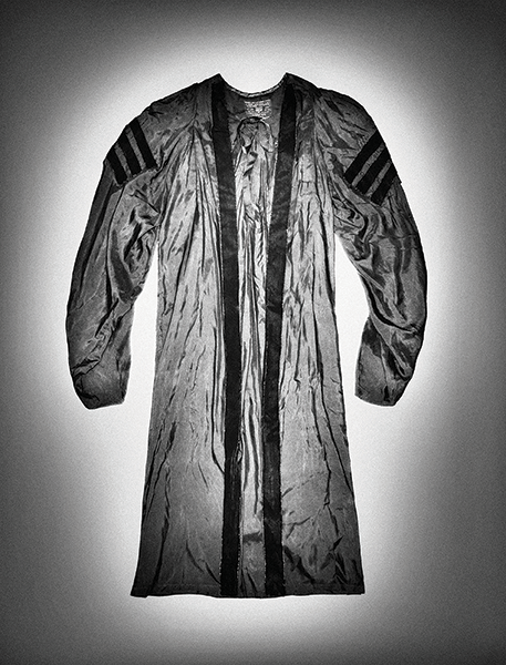 Da Ponte’s formal silk professorial gown. Photo by Kevin Sweeney, 2017 Silk gown