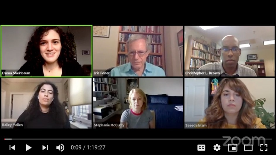 Six people on a Zoom YouTube video