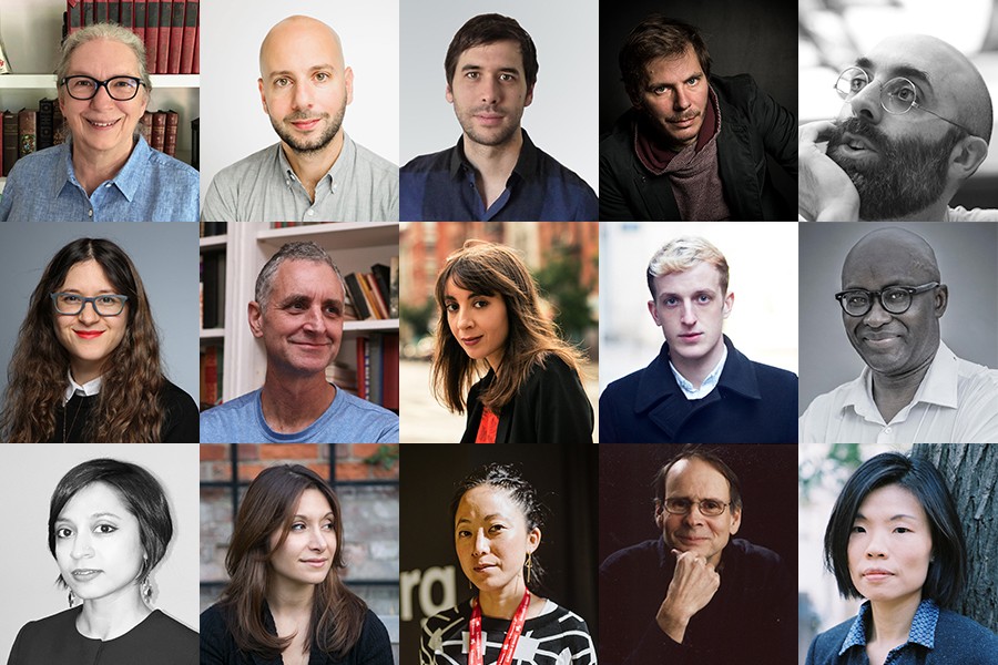 Katherine Ewing, Ralph Ghoche, James Graham, Emmanuel Gras, Eduardo Halfon, Roni Henig, Emlyn Hughes, Bouchra Khalili, Edouard Louis, Achille Mbembe, Debashree Muhkerjee, Dina Nayeri, Pauchi Sasaki Otani, William Sharpe, and Fiona Sze-Lorrain. Photos of all the Institute for Ideas and Imagination Fellows, the second cohort