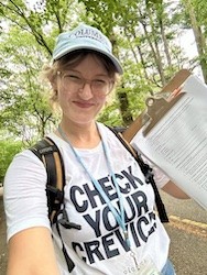 Lilly displays a tick survey.