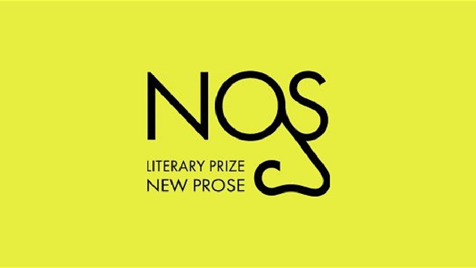 Logo with yellow background with words NOS literary prize.