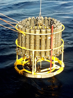 Sensors being lowered into ocean