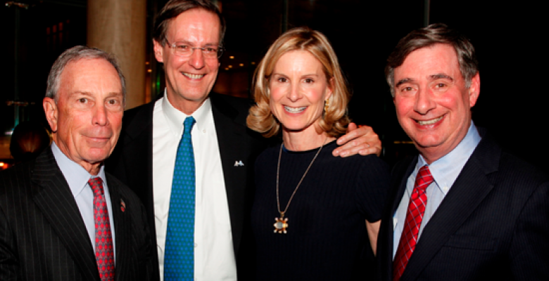 Mayor Michael Bloomberg with Peter A. and Debby Weinberg and CUMC Dean Lee Goldman at a celebration for the new Center (credit: Columbia University Medical Center). Michael Bloomberg, Peter and Debby Weinberg, Lee Goldman