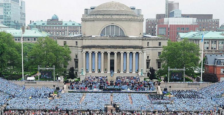 Graduates in front of Low Library