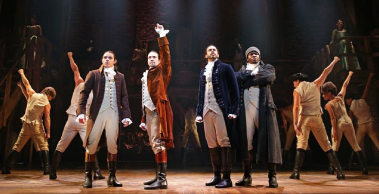Photo by Joan Marcus Actors from Hamilton on stage