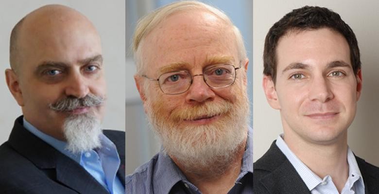 From left to right: Senior Research Scholar Jason Healey , Computer Scientist Steven Bellovin, and Law Professor Matthew Waxman. Jason Healey, Steven Bellovin, Matthew Waxman