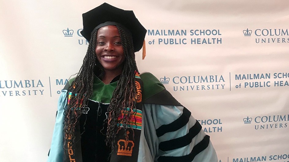 Etoro Ekpe in the regalia for her graduation from Mailman School of Public Health.