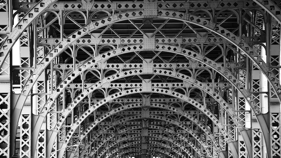 Arched iron work near 125th Street in New York City