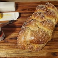 A braided loaf of challah