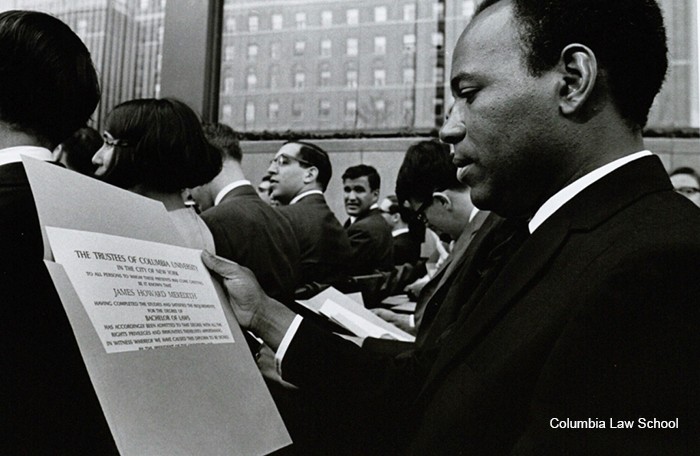 James Merideth holds his Columbia Law diploma.