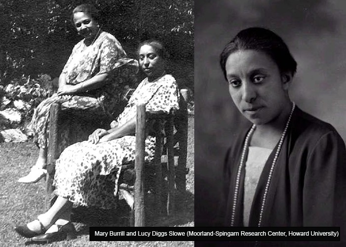 A composite image of Lucy Diggs Slowe and Mary Burrill and Lucy Diggs Slowe's headshot.