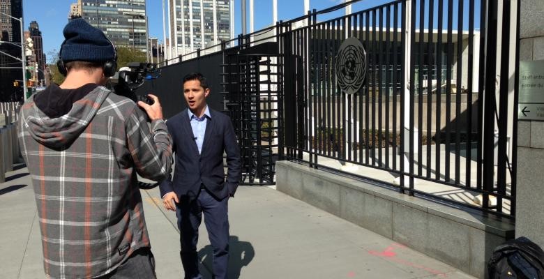 Armando Torres-Garcia in front of the camera