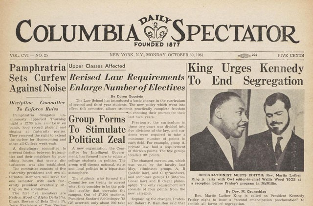 Martin Luther King Jr. in the Columbia Spectator