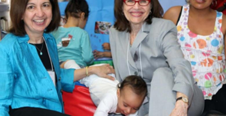 Left to right: Carmen Rodriguez, PhD; Gloria Farber, EdD; and Maricela Garcia, with Columbia Head Start children Carmen Rodriguez and Gloria Farber