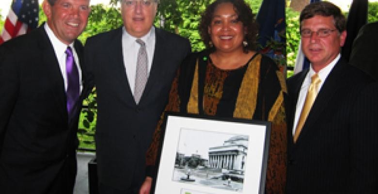 From left: NYC Small Business Services Commissioner Robert W. Walsh, Columbia's Senior Executive Vice President Robert Kasdin, La-Verna Fountain and Joseph Ienuso Robert W. Walsh, Robert Kasdin, La-Verna Fountain and Joseph Ienuso