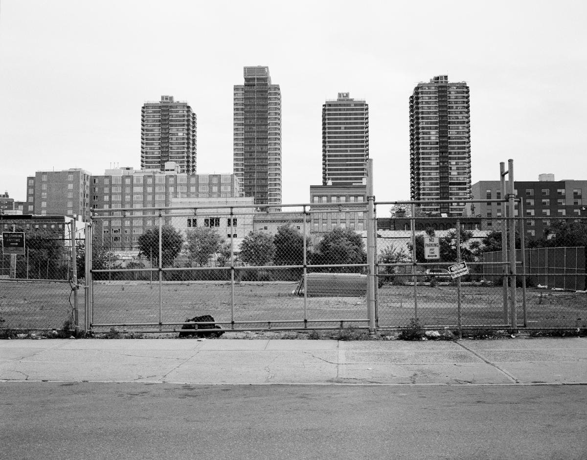 Black and white photograph of skyline