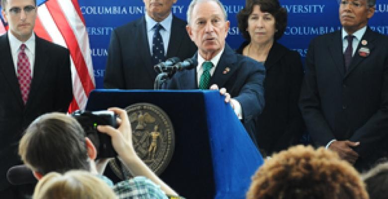 Mayor Michael Bloomberg at a July 30 news conference announcing the new Institute for Data Sciences and Engineering, which is partly funded by the city Image credit: Eileen Barroso/Columbia University Mayor Bloomberg at a podium